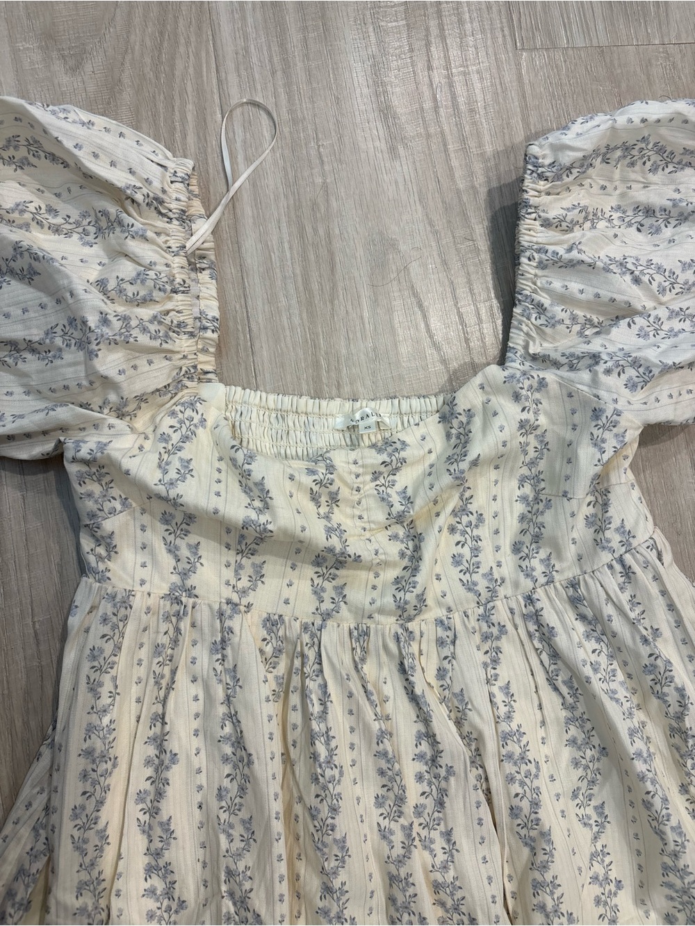 Noralee Cream Maxi Dress with Light Blue Floral Stripe - Picture 2 of 2